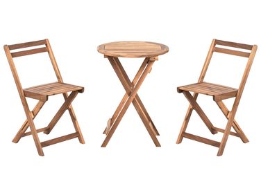 Bistro Set Folding SACILE Acacia Wood Brown