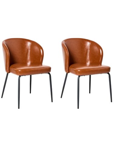 Set van 2 eetkamerstoelen ZANA Kunstleer Goudbruin