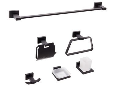 6-delige badkamer hardware set RIOHACHA met handdoekstangen en -haken Zwart