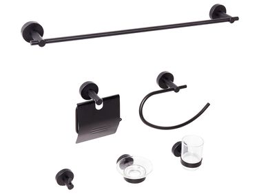 6-delige badkamer hardware set ZARUMA met handdoekstangen en -haken Zwart