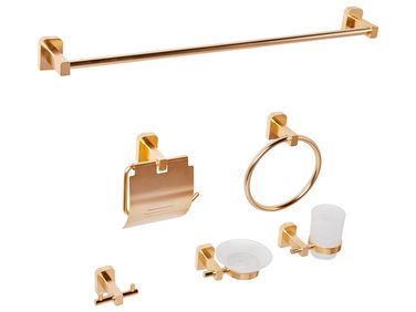 6-delige badkamer hardware set POCONE met handdoekstangen en -haken Goud