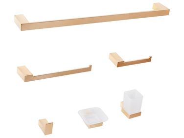 6-delige badkamer hardware set TUMACO met handdoekstangen en -haken Goud
