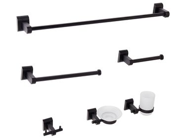 6-Piece Bathroom Hardware Set TALARA with Towel Bars and Hooks Black