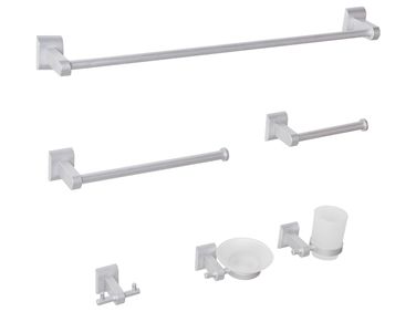 6-delige badkamer hardware set TALARA met handdoekstangen en -haken Zilver