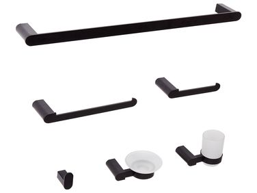 6-delige badkamer hardware set PARACAS met handdoekstangen en -haken Zwart