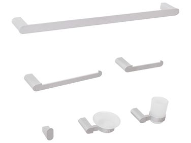 6-delige badkamer hardware set PARACAS met handdoekstangen en -haken Zilver
