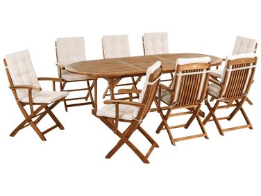 Salle à manger de jardin 8 places MAUI PREMIUM Acacia Beige clair