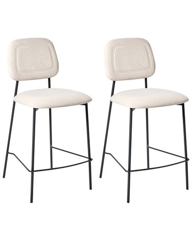 Set van 2 barstoelen DUETTE Fluweel Lichtbeige