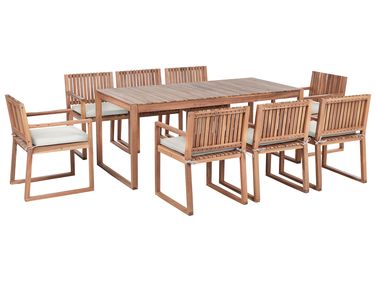 Garden Dining Set 8 Seater SASSARI PREMIUM with Cushions Certified Acacia Wood Taupe