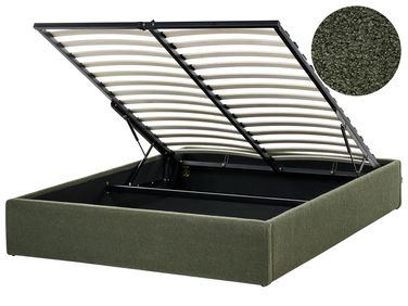 Opbergbed zonder hoofdbord Bouclé DINAN 140 x 200 cm Donkergroen