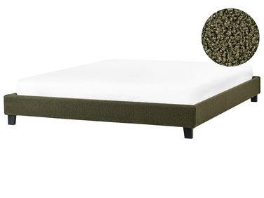 Bed zonder hoofdbord Bouclé ROANNE 180 x 200 cm Donkergroen