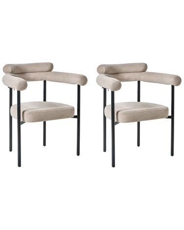 Set van 2 eetkamerstoelen LYNEY Stof Beige
