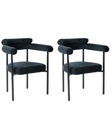 Set van 2 eetkamerstoelen LYNEY Stof Zwart
