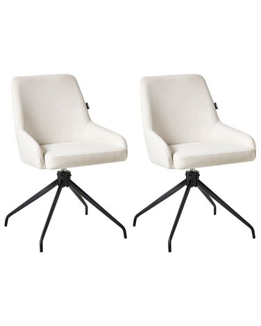 Set van 2 eetkamerstoelen draaibaar JENNER Stof Gebroken wit