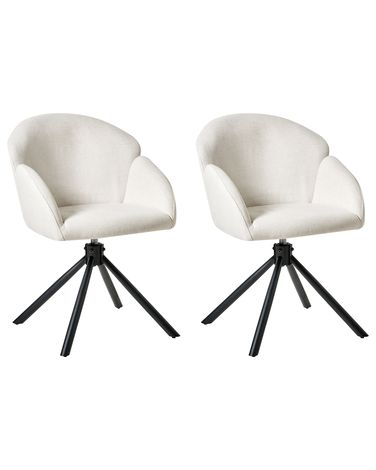 Set van 2 eetkamerstoelen draaibaar MAYBEE Stof Gebroken wit