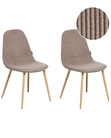 Set van 2 eetkamerstoelen HILDEN Corduroy Taupe