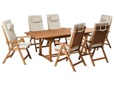 Garden Dining Set 6 Seater JAVA PREMIUM Acacia Wood Taupe