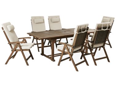 Garden Dining Set 6 Seater AMANTEA PREMIUM Acacia Wood Taupe