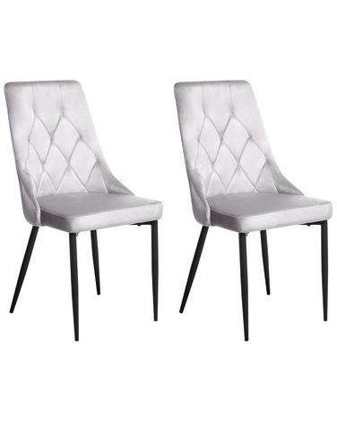 Set van 2 eetkamerstoelen AVENIR Fluweel Lichtgrijs