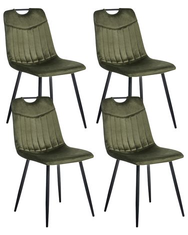Set van 4 eetkamerstoelen ARGYLE Fluweel Donkergroen