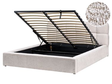 Bed met opbergruimte Bouclé BASTON 160 x 200 cm Lichtbeige