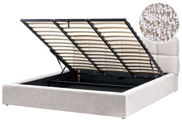 Ottoman Bed Boucle BASTON 180 x 200 cm (EU Super King) Light Beige