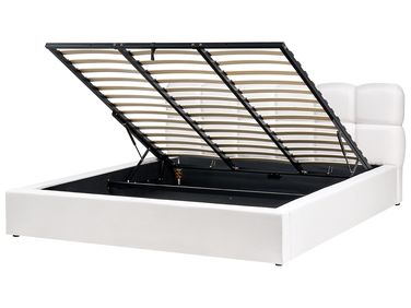 Bed met opbergruimte Stof BASTON 180 x 200 cm Gebroken wit