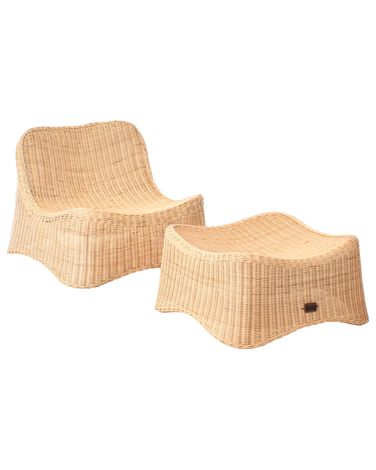 Fauteuil de jardin avec ottoman AIGANI Rotin Naturel
