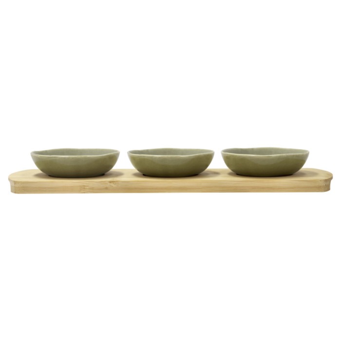 Villa Collection - Shoku - Bambooschaal met 3 dipschaaltjes  Pure Green